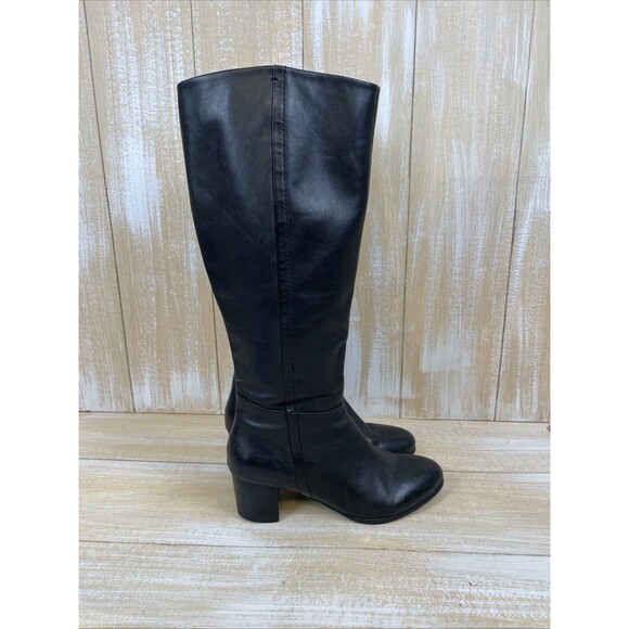Vionic Tahlia Women’s Knee High Leather Black Boots Block Heel Size 10 - Picture 5 of 10